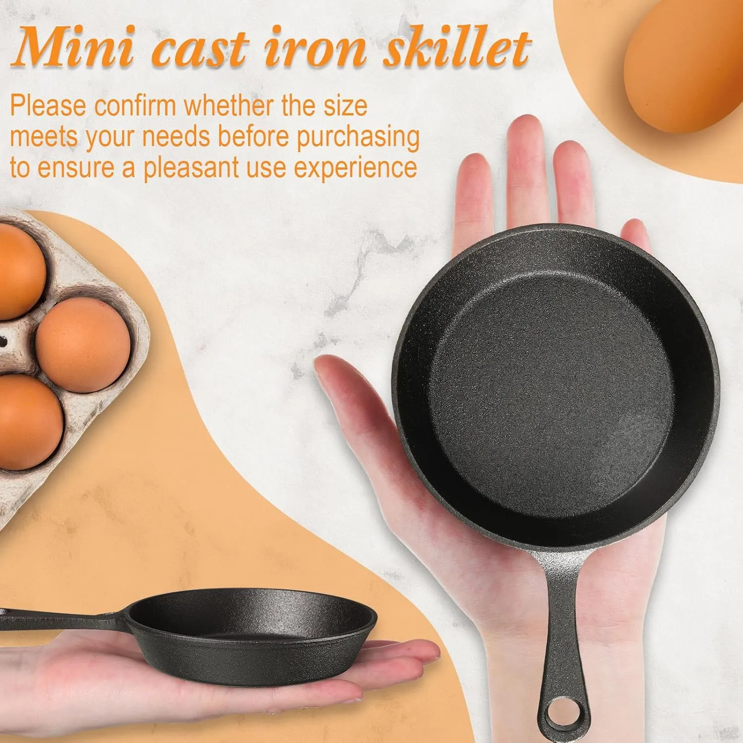 Remerry 10 Sets 4 Inches Cast Iron Skillets Mini Black Iron Nonstick Frying Pan Small Sizzling Plate Egg Pan Cast Pot Bundle with Oil Brush for Indoor and Outdoor Restaurant Kitchen