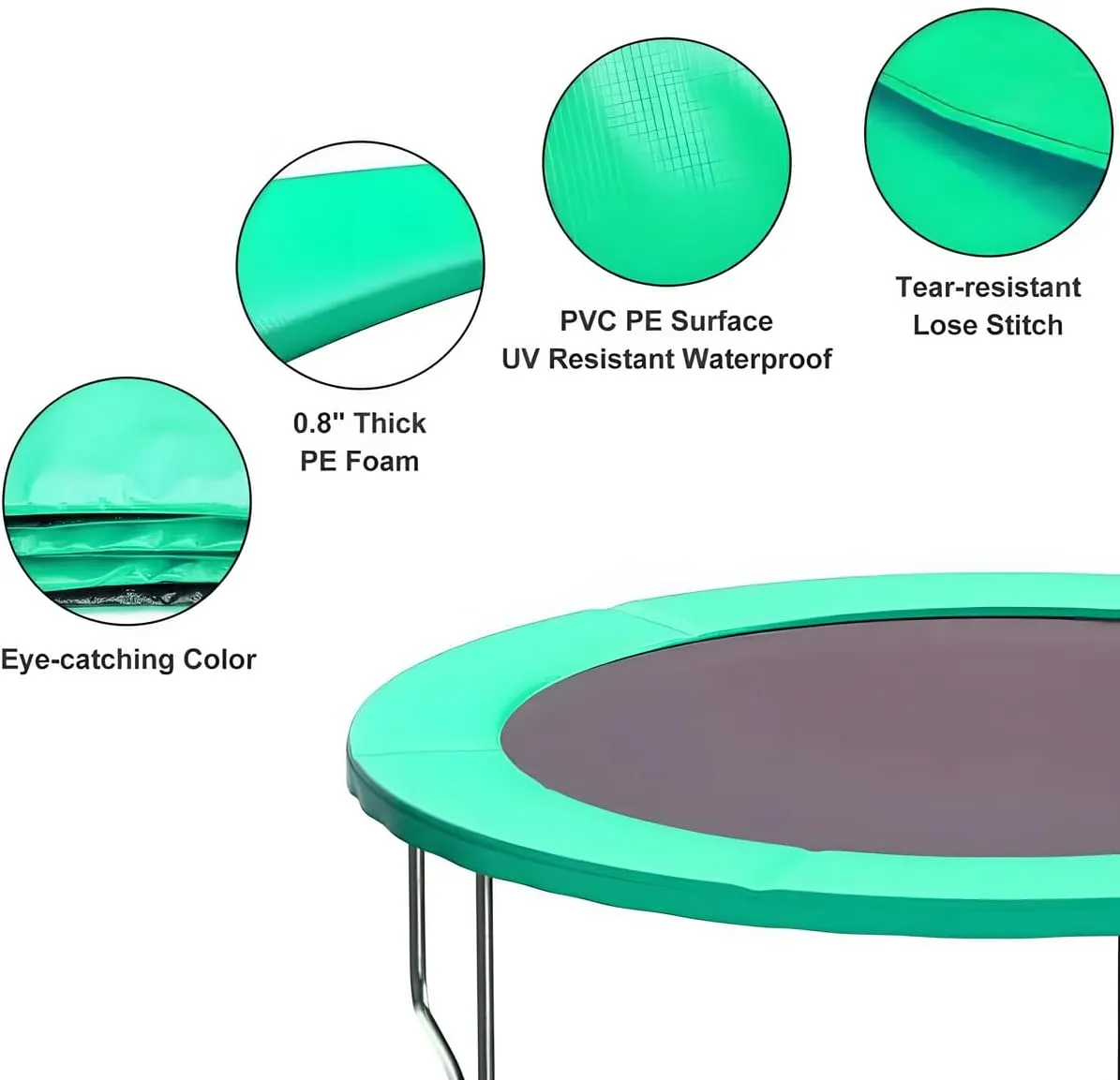 Replacement Trampoline Safety Pad Mat, 8ft 10ft 12ft 14ft 15ft 16ft Trampoline Edge Protection UV Resistant Protector Mat Waterproof Spring Protection Cover Accessories Padding Replacement
