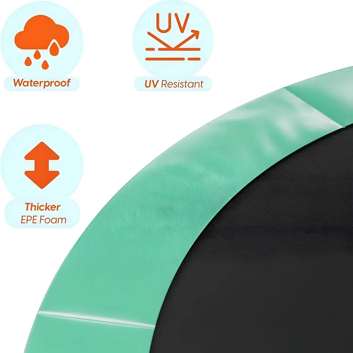 Replacement Trampoline Safety Pad Mat, 8ft 10ft 12ft 14ft 15ft 16ft Trampoline Edge Protection UV Resistant Protector Mat Waterproof Spring Protection Cover Accessories Padding Replacement