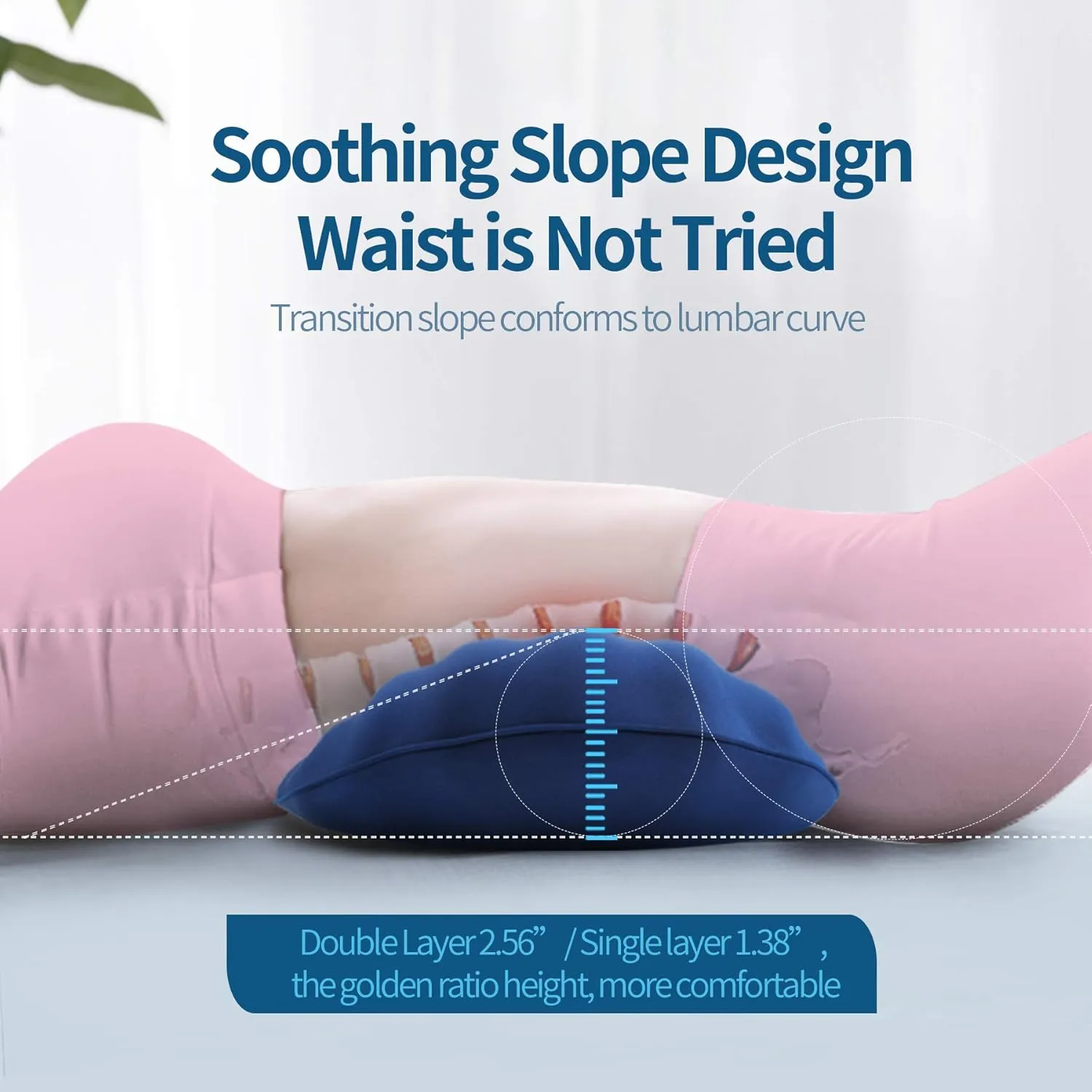 RESTCLOUD Adjustable Lumbar Support Pillow for Sleeping Memory Foam Back Support Pillow for Lower Back Pain Relief and Sleeping, Lumbar Support Pillow for Bed and Chair with 2 Insert Pads