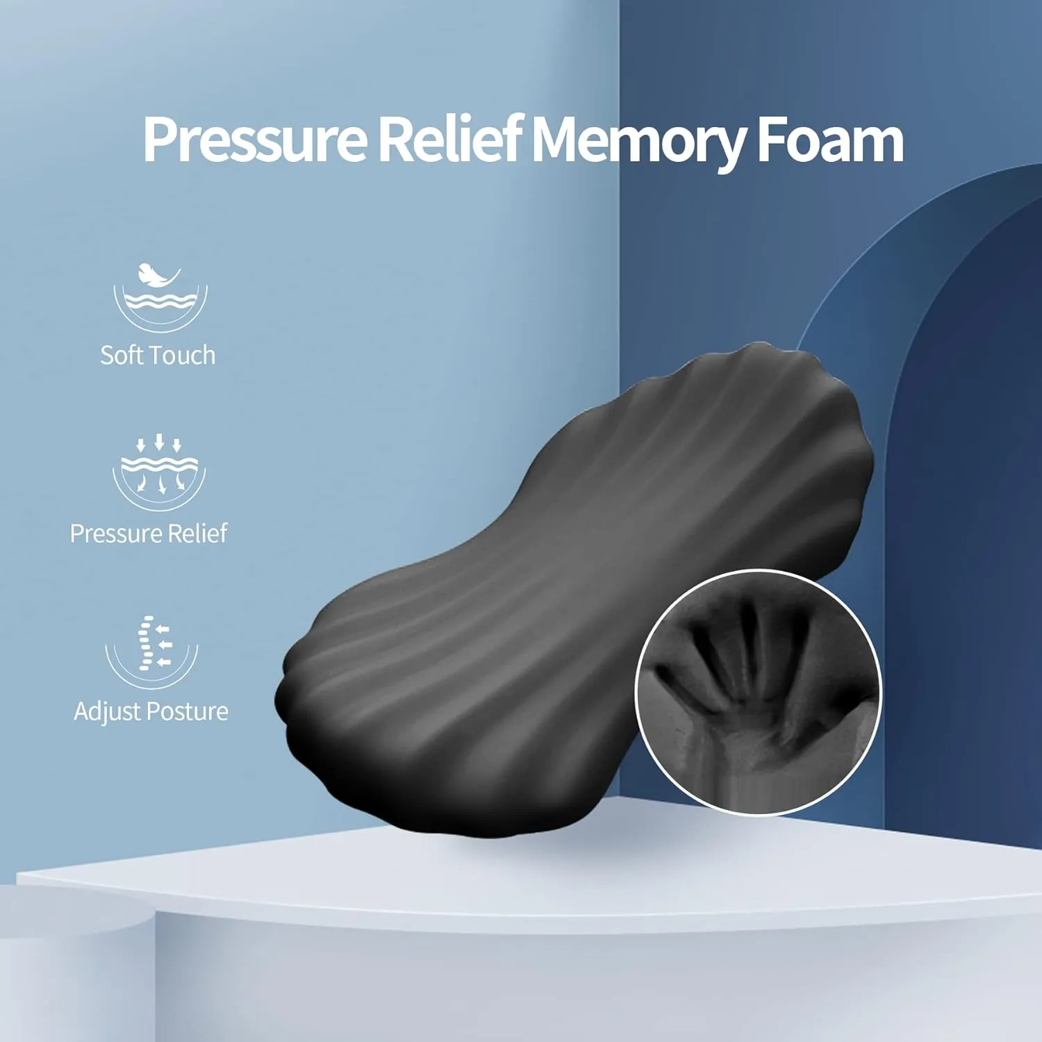 RESTCLOUD Adjustable Lumbar Support Pillow for Sleeping Memory Foam Back Support Pillow for Lower Back Pain Relief and Sleeping, Lumbar Support Pillow for Bed and Chair with 2 Insert Pads