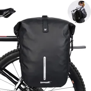 Rhinowalk Bike Pannier Bag 20L Bicycle Rear Rack Bag Laptop Storage Bag Backpack Shoulder Bag with Rain Cover
