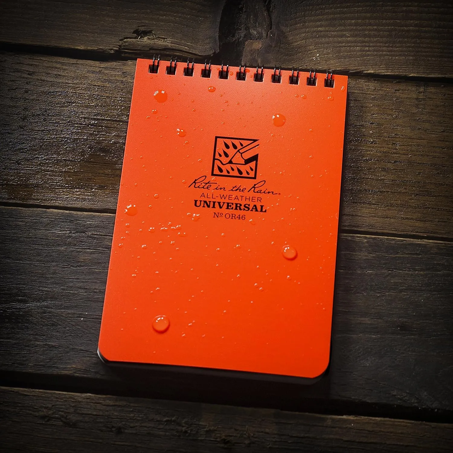 Rite in the Rain Weatherproof Top Spiral Notebook, 4" x 6", Orange Cover, Universal Pattern, 3 Pack (No.OR46-3)