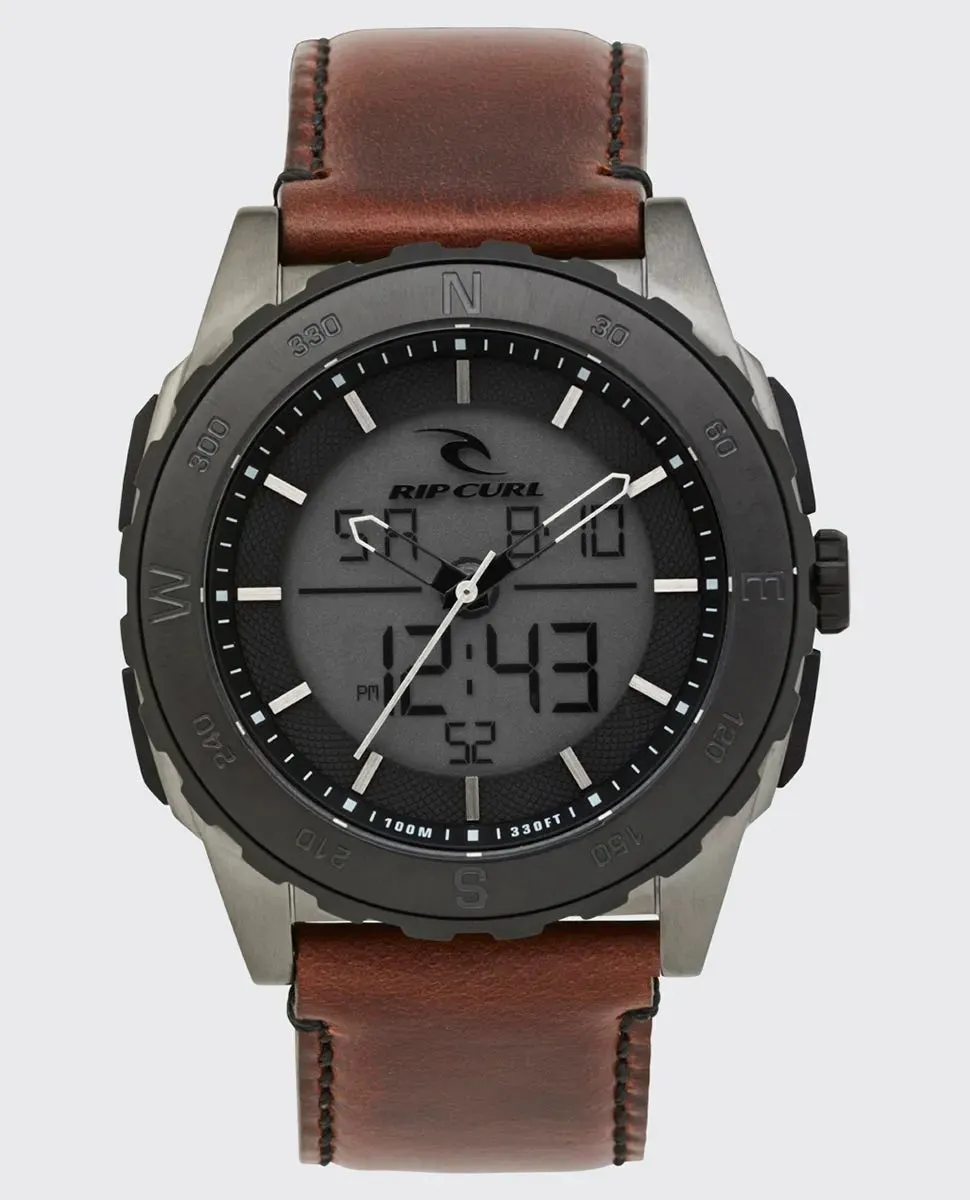 Rival Ana-Digital Leather Watch - Gun