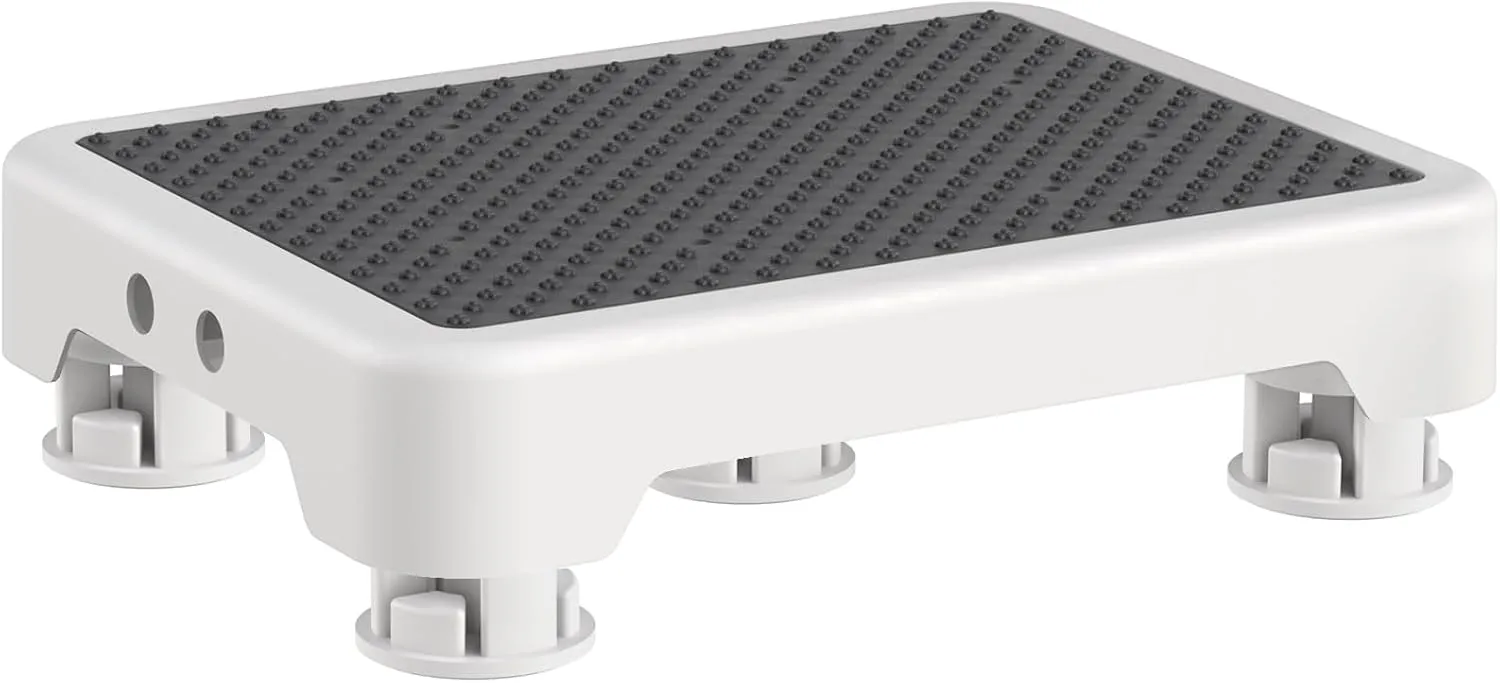 Ronlap One Step Stools for Adults, Portable Safety Step Platform for Seniors Small Plastic Bedside Step Stool Mobility Wide Step Stools Elderly Assistance for Shower Bed Car Stair Outdoor, White-Black