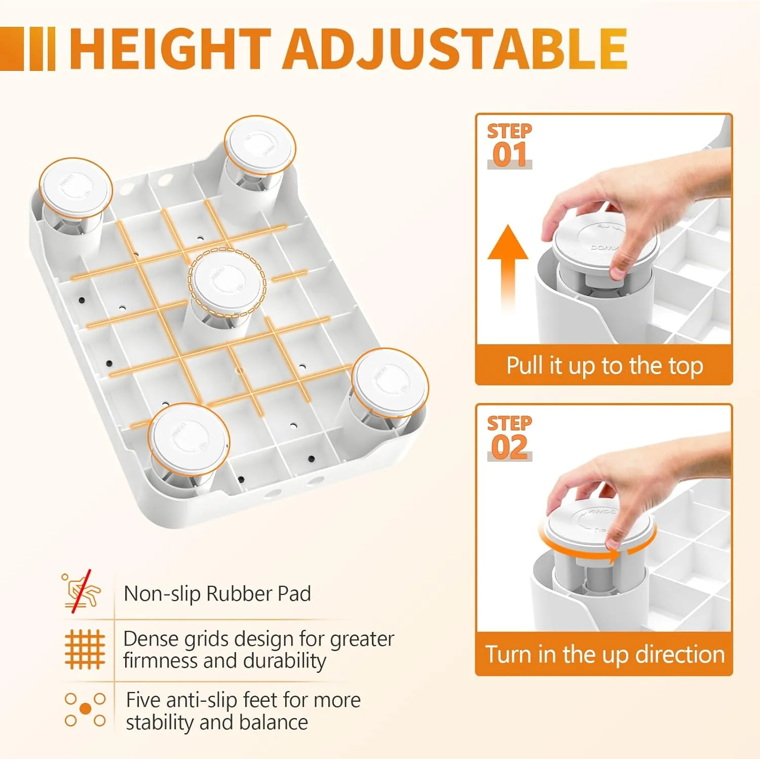 Ronlap One Step Stools for Adults, Portable Safety Step Platform for Seniors Small Plastic Bedside Step Stool Mobility Wide Step Stools Elderly Assistance for Shower Bed Car Stair Outdoor, White-Gray