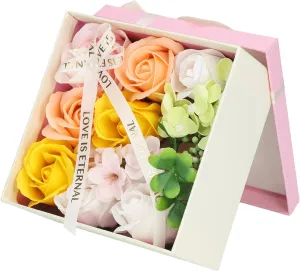 Rose Petals For Bath, Floral Scented Bath Soap Rose Flower Petals Flower Soap Rose Soap Plant Essential Oil Rose Soap Set for Her Women Girls Mom Valentine Day, Birthday (Yellow)