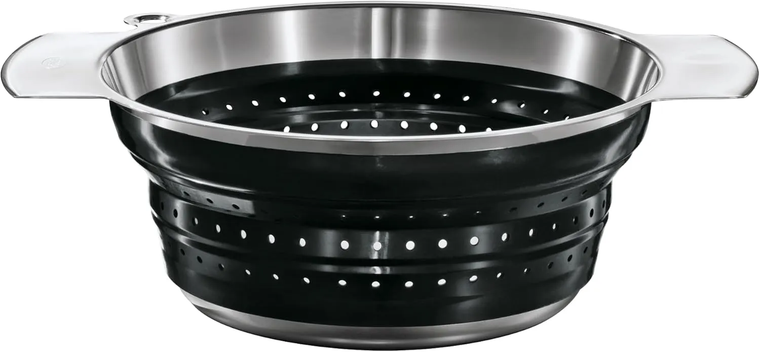 Rosle Stainless Steel Collapsible Colander, 10-inch, Black