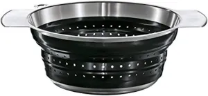 Rosle Stainless Steel Collapsible Colander, 10-inch, Black
