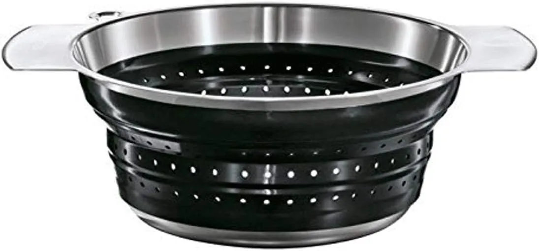 Rosle Stainless Steel Collapsible Colander, 10-inch, Black