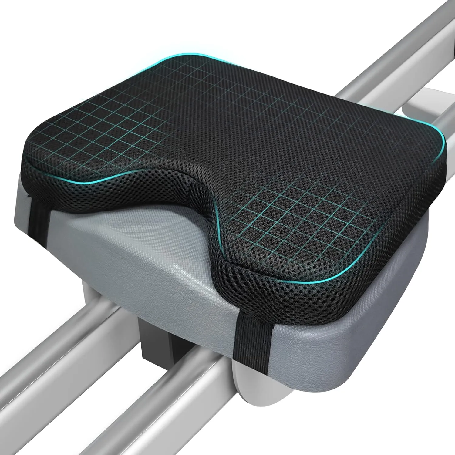 Rowing Machine Seat Cushion, MERACH Rower Seat Cushion, 2 Strap Fixation, Custom Memory Foam, Washable Cover, Ideal for Concept2 and Other Rowing Machines - Rower Accessories and Seat Pad