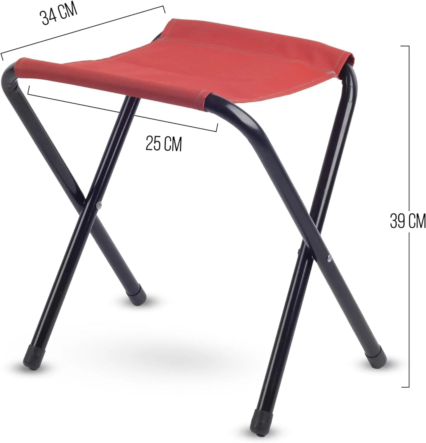 ROXFORM Foldable Camping Stool - Load Capacity up to 100 kg - Lightweight Stool for Adult with Stable Metal Foot - Portable Seat for Fishing Hiking Beach BBQ Picnic & Travel - Red - Pack of 2