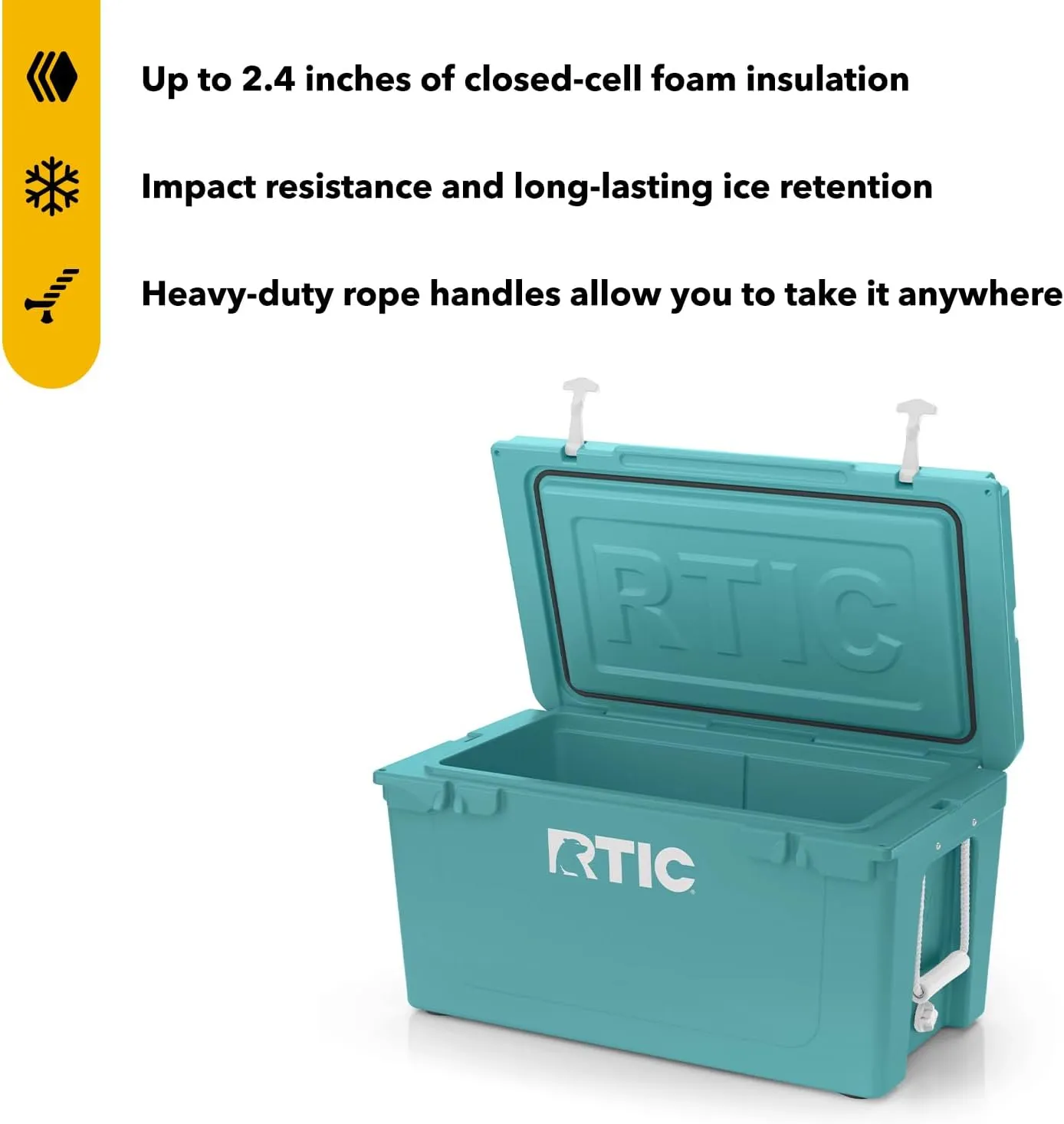 RTIC 65 QT Ultra-Tough Cooler Hard Insulated Portable Ice Chest Box for Beach, Drink, Beverage, Camping, Picnic, Fishing, Boat, Barbecue