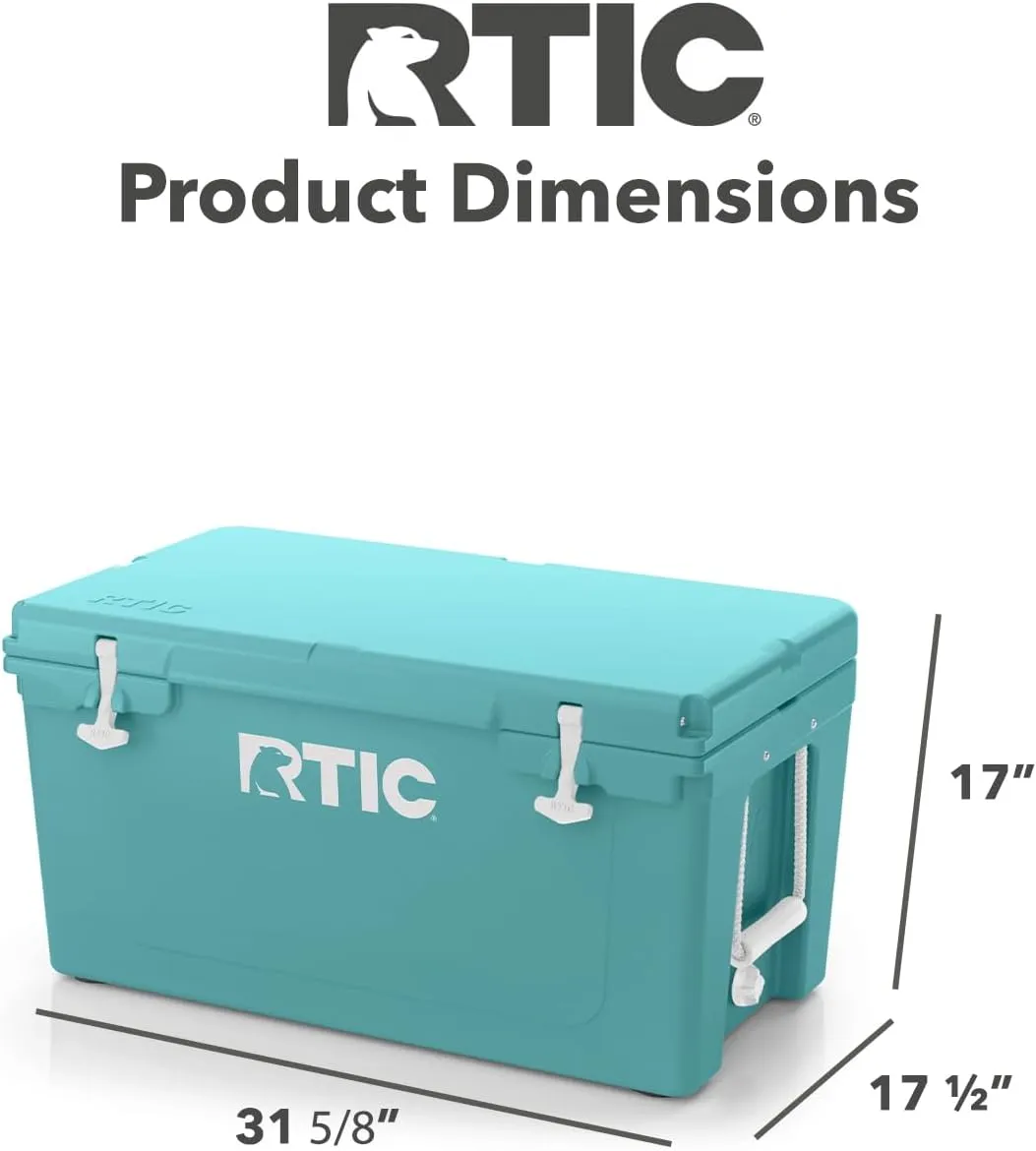 RTIC 65 QT Ultra-Tough Cooler Hard Insulated Portable Ice Chest Box for Beach, Drink, Beverage, Camping, Picnic, Fishing, Boat, Barbecue