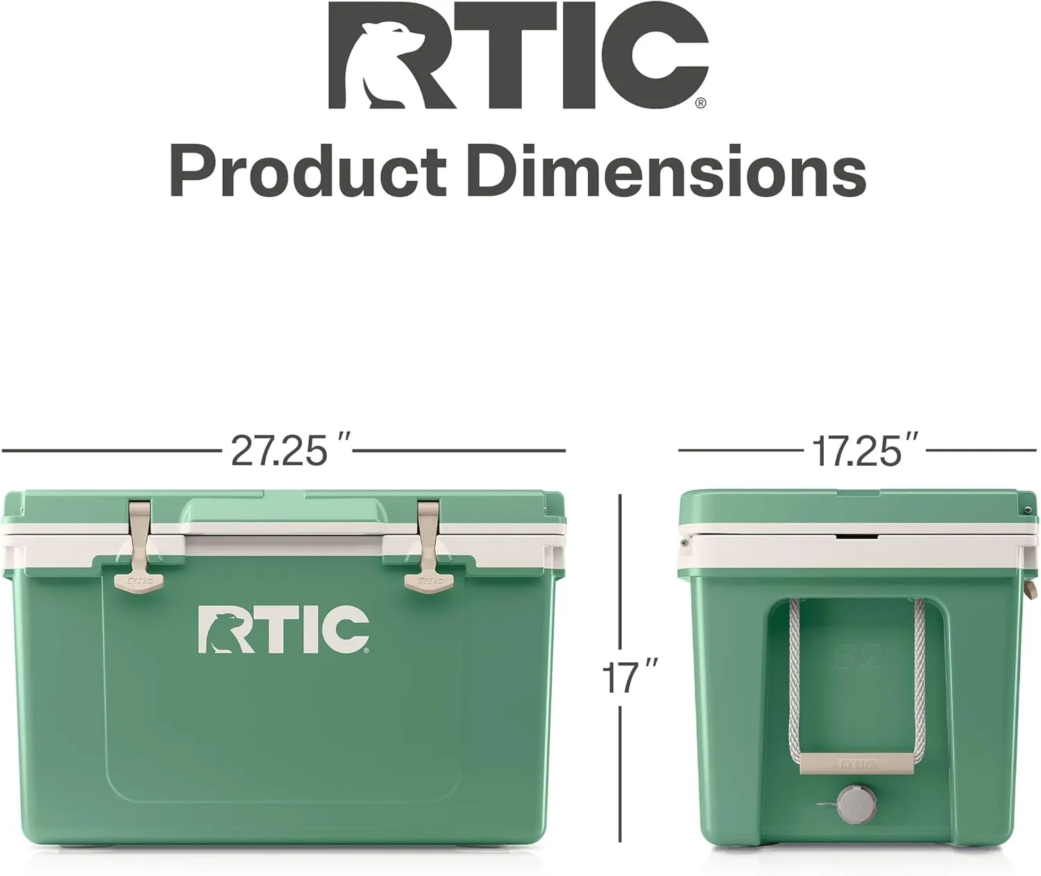 RTIC Ultra-Light 52 Quart Hard Cooler Insulated Portable Ice Chest Box for Beach, Drink, Beverage, Camping, Picnic, Fishing, Boat, Barbecue, 30% Lighter Than Rotomolded Coolers