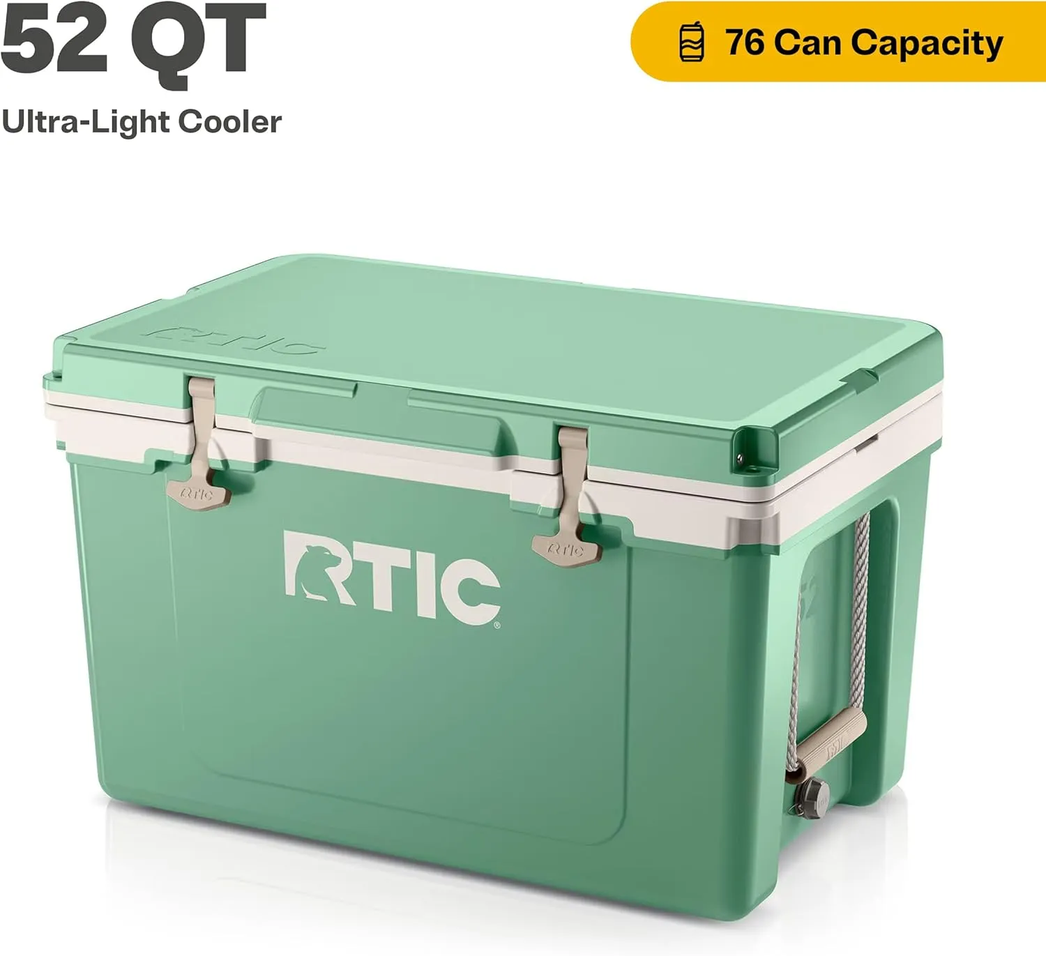 RTIC Ultra-Light 52 Quart Hard Cooler Insulated Portable Ice Chest Box for Beach, Drink, Beverage, Camping, Picnic, Fishing, Boat, Barbecue, 30% Lighter Than Rotomolded Coolers