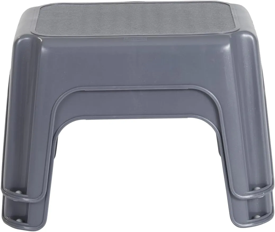 Rubbermaid One-Step Stool, Bisque, Holds up to 200 Pounds, 7" Height, Gray, Durable Step Stool for Kids/Bathroom/Home/Office/Garage