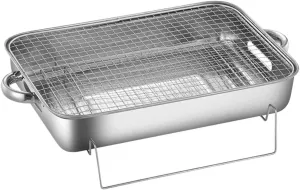 RUVOO BBQ Grill Stainless Steel Barbecue Charcoal Grill Desktop for Camping Outdoor Hiking