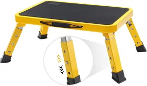 RV Step Stool, Adjustable Height Aluminum RV Step, Load Capacity Up to 1,000 lbs, Step with Non-Slip Platform and Rubber Feet, with Telescopic Carrying Handle for Easy Portability