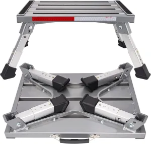 RV Step Stool - Well Made, Non-Slip, Lightweight, Folding Adjustable Aluminum - Perfect for RV Steps, Camping Steps and More