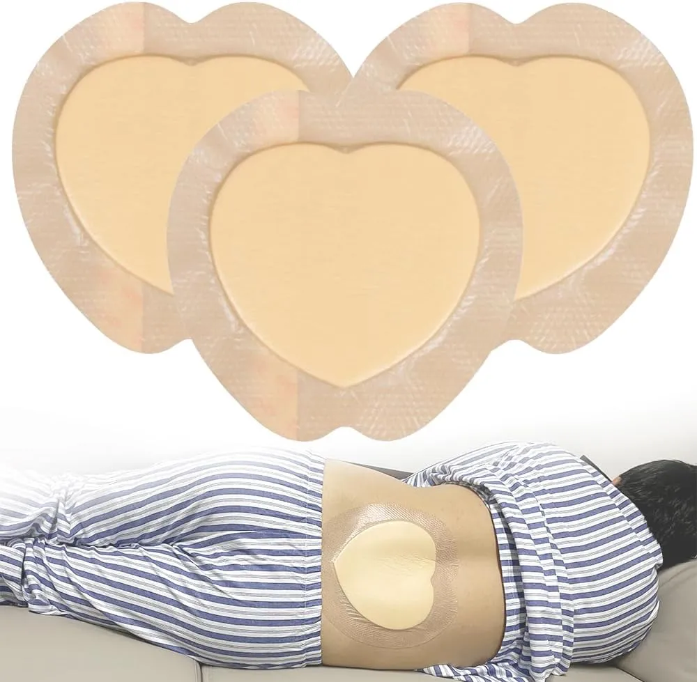 Sacral Foam Wound Dressing - Pressure Adhesive Pad for Elderly Bedridden, Sterile Individual Packaging, 3 Pcs (9"x9")