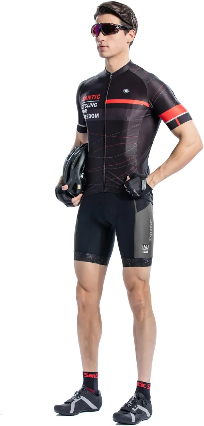 Santic Cycling Bib Shorts Men Padded Cycling Bib Tights Men Bike Bibs with Pocket