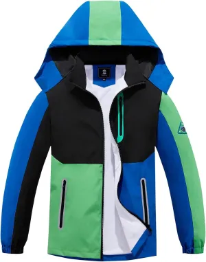 SaphiRose Kids Rain Jacket Waterproof Raincoat Mesh Lined Coat with Removable Hood for Boys Girls