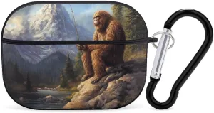 Sasquatch Bigfoot Fishing Compatible with AirPods Pro Case Cover Soft Charging Headphone Shell Protector Cover with Keychain