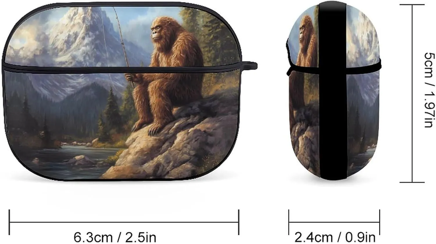 Sasquatch Bigfoot Fishing Compatible with AirPods Pro Case Cover Soft Charging Headphone Shell Protector Cover with Keychain