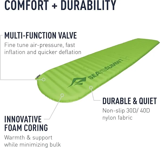 Sea to Summit Comfort Light Self-Inflating Foam Sleeping Pad for Camping and Backpacking, Small (49 x 20 x 2 inches)