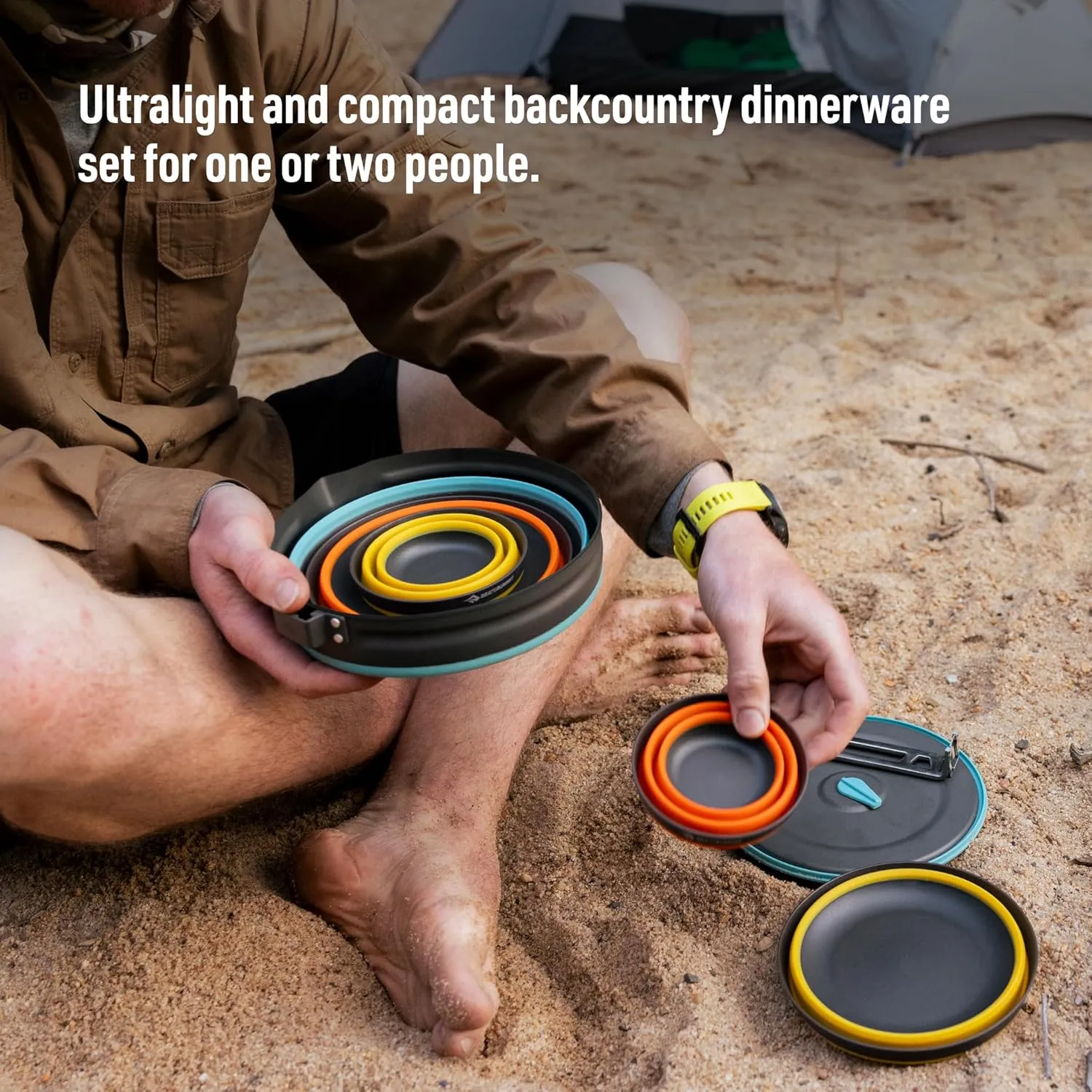 Sea to Summit Frontier Ultralight Collapsible Dinnerware Set, 1-Person (Medium Bowl, Large Bowl, Cup)