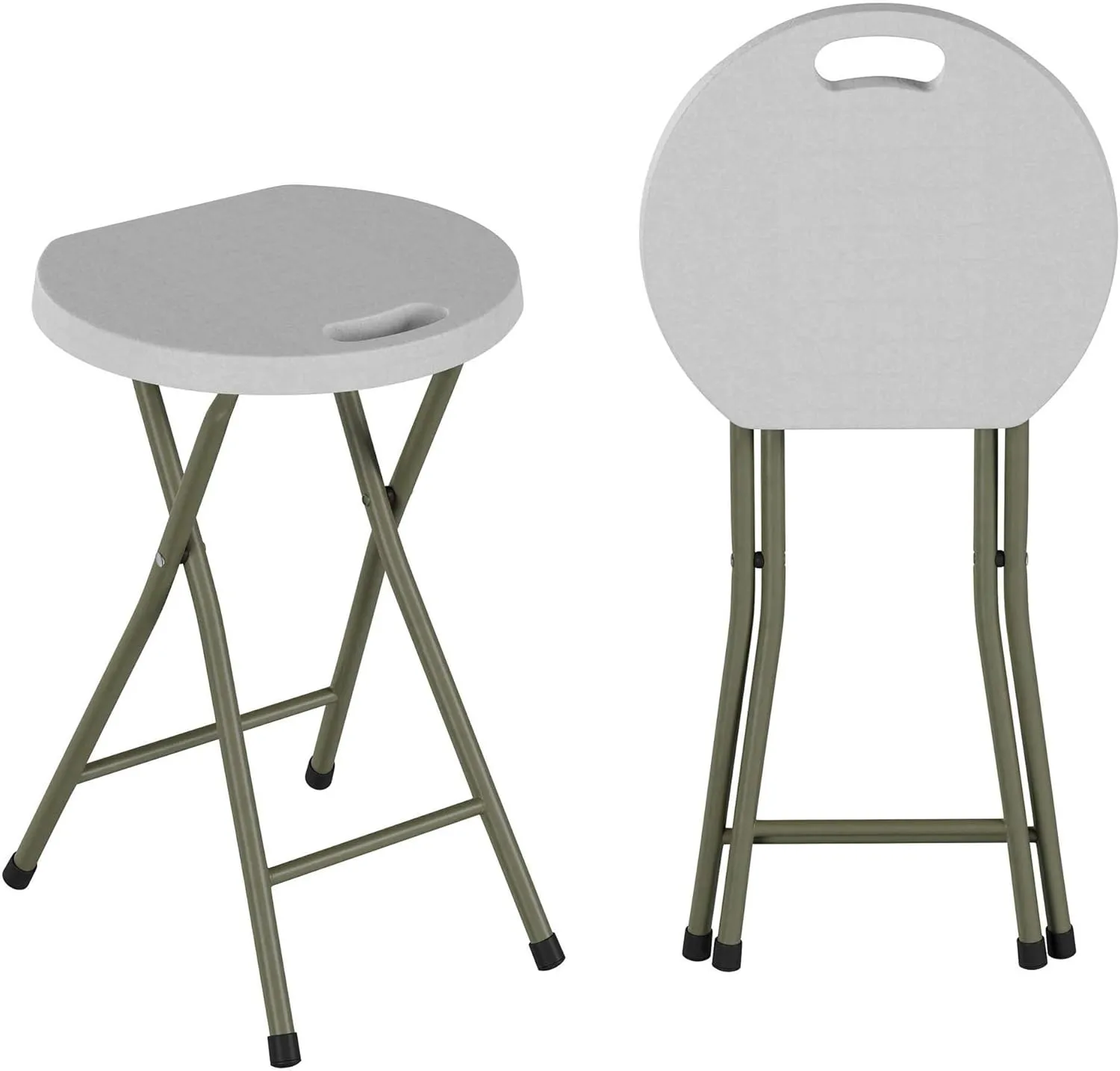Set of 2 Stools - 18-Inch Folding Stools with 300lb Capacity for Indoor or Outdoor Use - Backless Portable Chairs for Adults by Lavish Home (White)