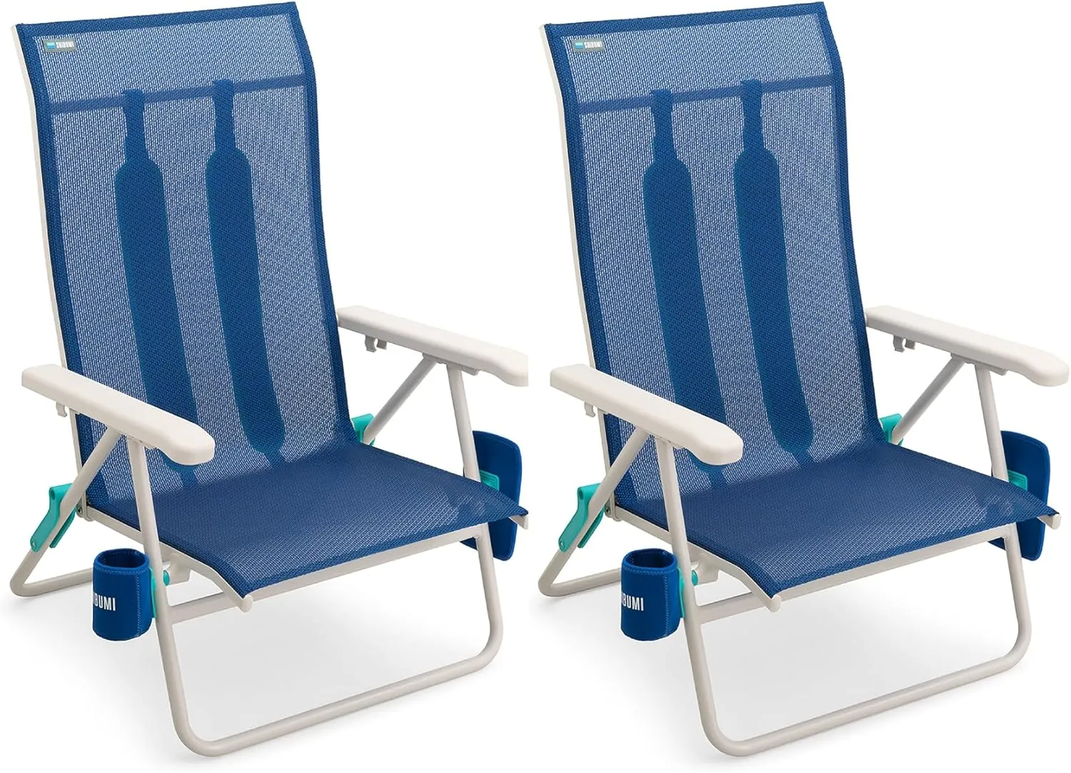 Shibumi Beach Chairs Set of 2. Anti-Rust Marine Grade Frame. 300lb Capacity. Weighs 8 Pounds. Adjustable Padded Backpack Straps. Breathable DreamWave Fabric.