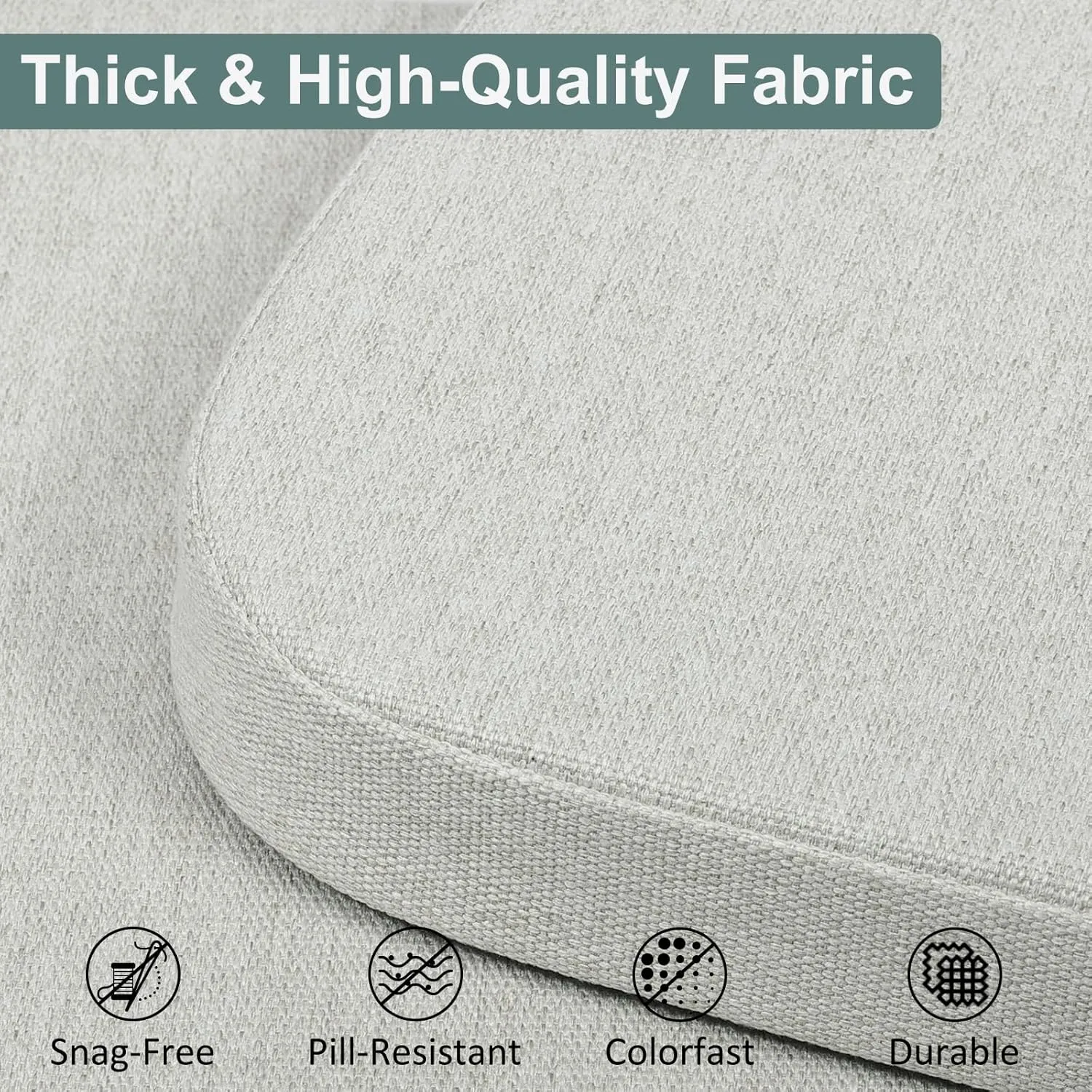Shinnwa Dining Chair Cushions, Patented Design Molded Memory Foam Kitchen Chair Pad with Ties and Washable Cover, 17" x 16" x 2", Off White