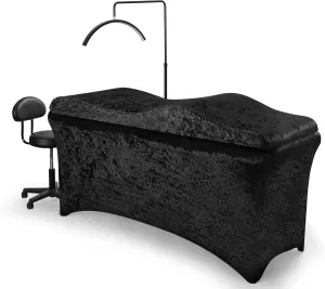 Shiny Curvy Lash Bed Foam Topper and Table Cover Set, High Density Foam Soft Support Neck Leg Back, Contour Design for Body Massage Table Topper
