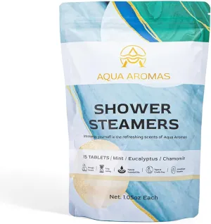 Shower Steamers - Aromatherapy Variety Shower Bombs, 15 Count - Eucalyptus, Chamomile, and Mint Essential Oils for Relaxation & Invigoration - Spa-Like Experience, White