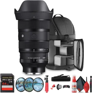 Sigma 28-45mm f/1.8 DG DN Art Lens (Leica L) 612969 Bundle for Professional Portraits, Weddings, Indoor/Outdoor Adventure use. Bundle Includes: Backpack, Memory Card, Filter Kit, Tripod   More