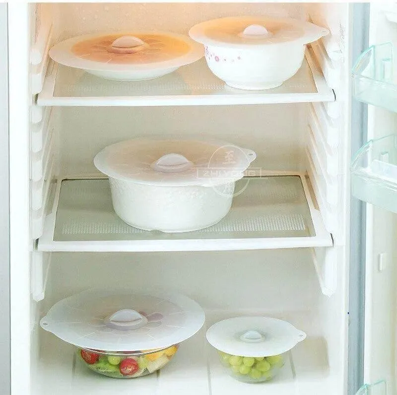 Silicone Bowl Lid Set - Reusable Kitchen Covers for Food Storage
