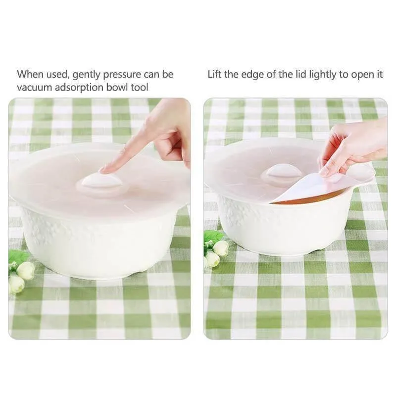 Silicone Bowl Lid Set - Reusable Kitchen Covers for Food Storage