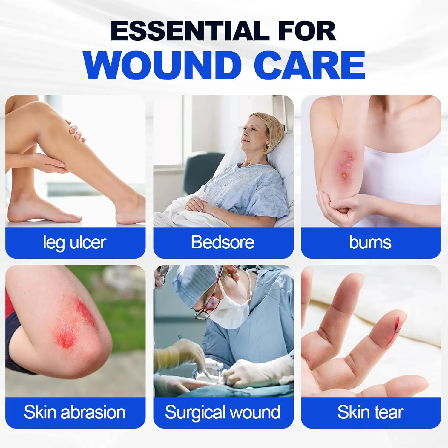 Silicone Foam Dressing 3x3 in (7.5x7.5cm),High Absorbency Bed Sore Bandages Wound Care Dressing,Waterproof Silicone Bandages for Sensitive Skin Wound Care(10 Pcs),FSA HSA Eligible