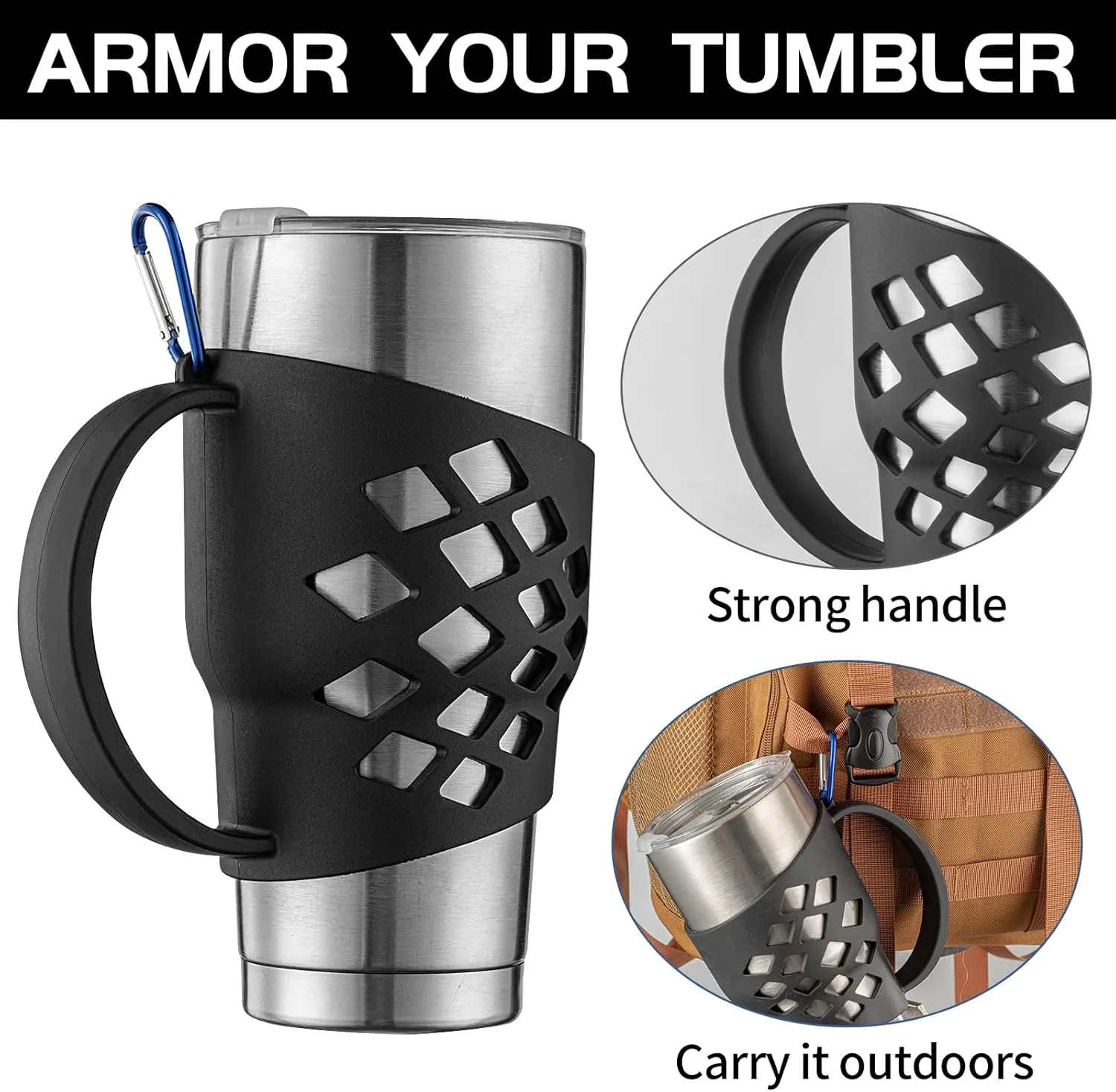 Silicone Sleeve for 30 oz Tumblers - Grip Holder for Yeti Rambler/RTIC/Corkcicle (Blue)