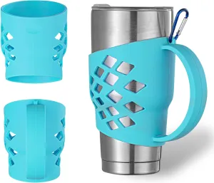 Silicone Sleeve for 30 oz Tumblers - Grip Holder for Yeti Rambler/RTIC/Corkcicle (Blue)