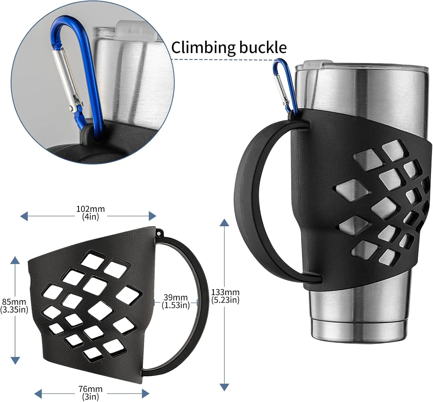 Silicone Sleeve for 30 oz Tumblers - Grip Holder for Yeti Rambler/RTIC/Corkcicle (Blue)