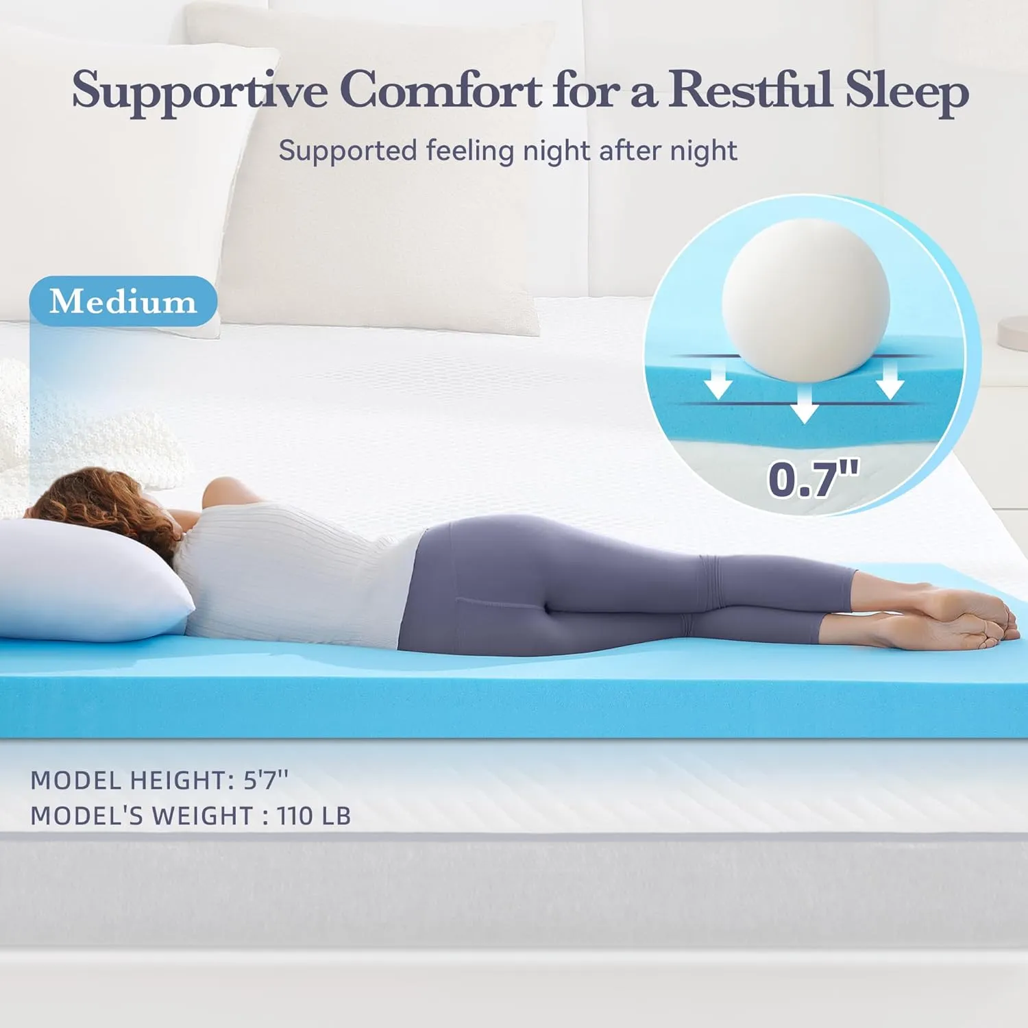 SINWEEK 3 Inch Gel Memory Foam Mattress Topper Full Size, Mattress Pad for Body Pressure Relief, Cooling Bed Topper with Breathable Soft Cover, CertiPUR-US Certified