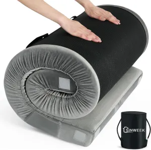 Sinweek Memory Foam Camping Mattress CertiPUR-US Waterproof Portable Roll Up Mattress for Adults Cot Mattress Car Van Sleeping Mat Pad with Carrying Bag