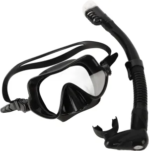 Snorkeling Goggles, Adjustable Tempered Glass Snorkel Set Collapsible Food Grade Silicone Snorkel Full Set Snorkel Set for Adults Snorkeling Equipment