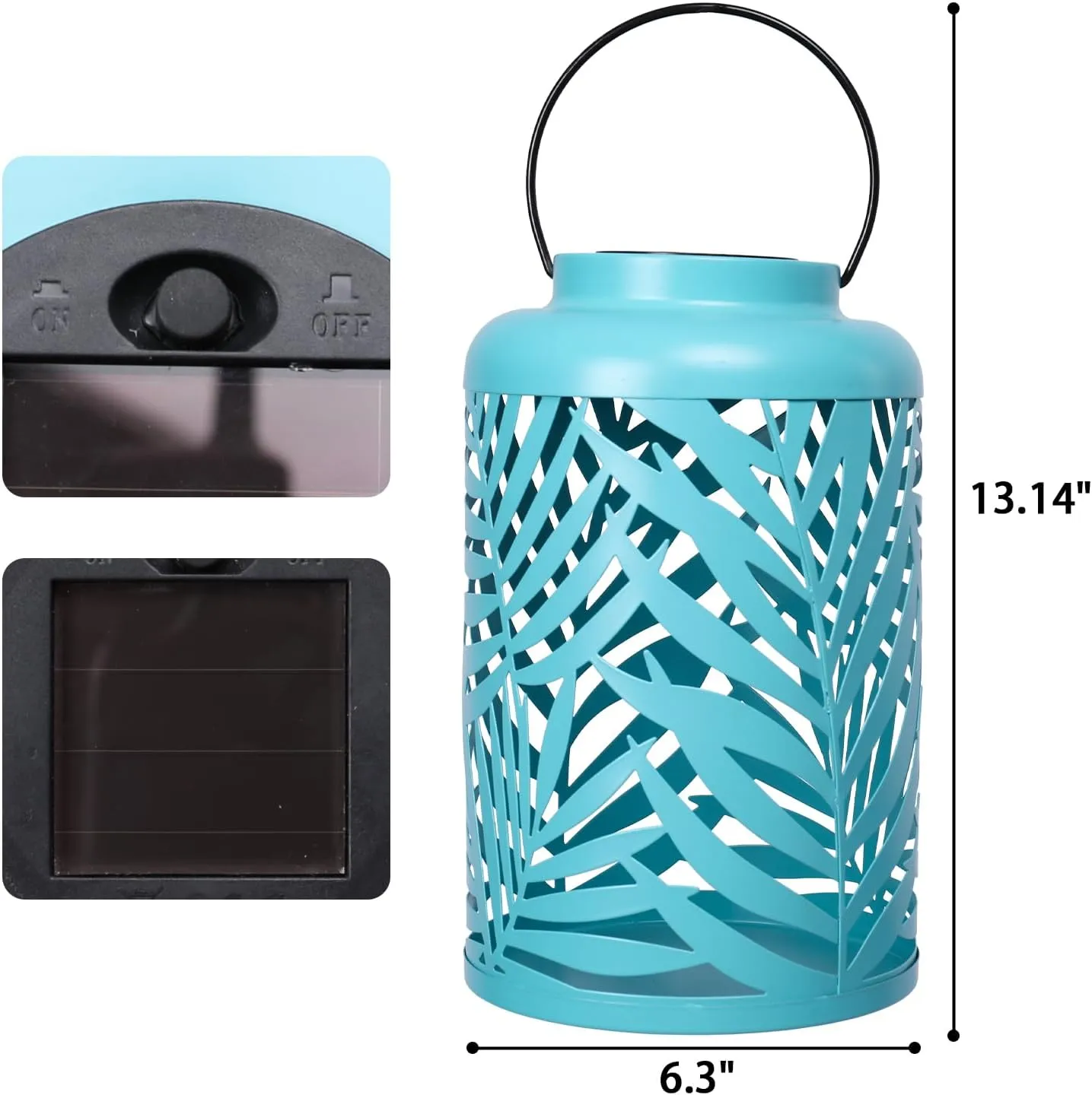 Solar Lantern Outdoor Waterproof Lanterns, 2 Pack Metal Leaf Projection Hanging Lanterns Decorative Lantern for Patio Garden Yard Backyard Front Porch (Blue)