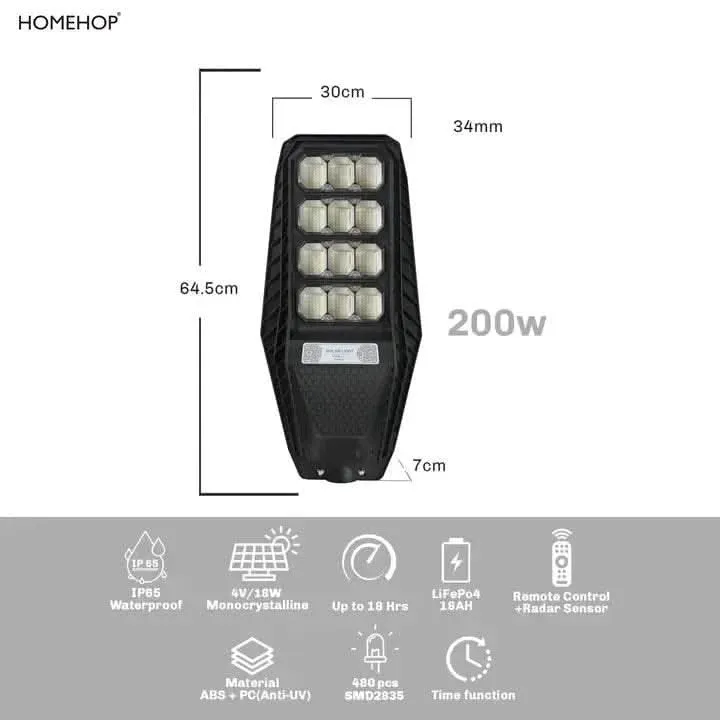 Solar LED Automatic Street Light Waterproof for Outdoor, Home & Garden with Remote Control ,Renewed (200W)
