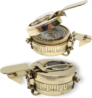 Solid Brass British Prismatic Engineer's WW2 Compass Replica | Antique Nautical British Prismatic Military Vintage Pocket Compass | Army Officer Gift