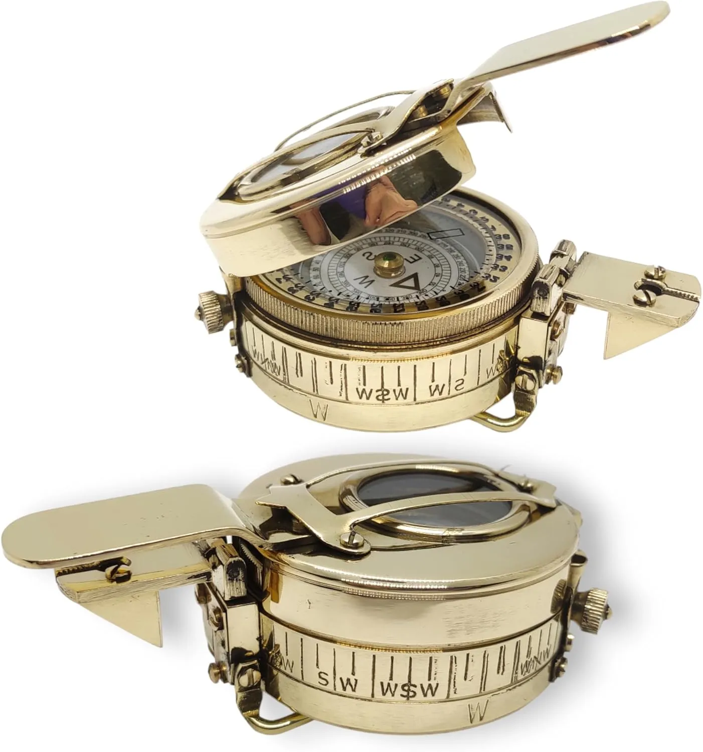 Solid Brass British Prismatic Engineer's WW2 Compass Replica | Antique Nautical British Prismatic Military Vintage Pocket Compass | Army Officer Gift